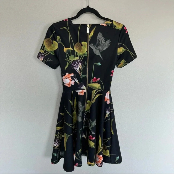 NWOT Ted Baker Sew in Love Floral Print Mini Dress Black Multi Women’s 2 - Picture 9 of 13